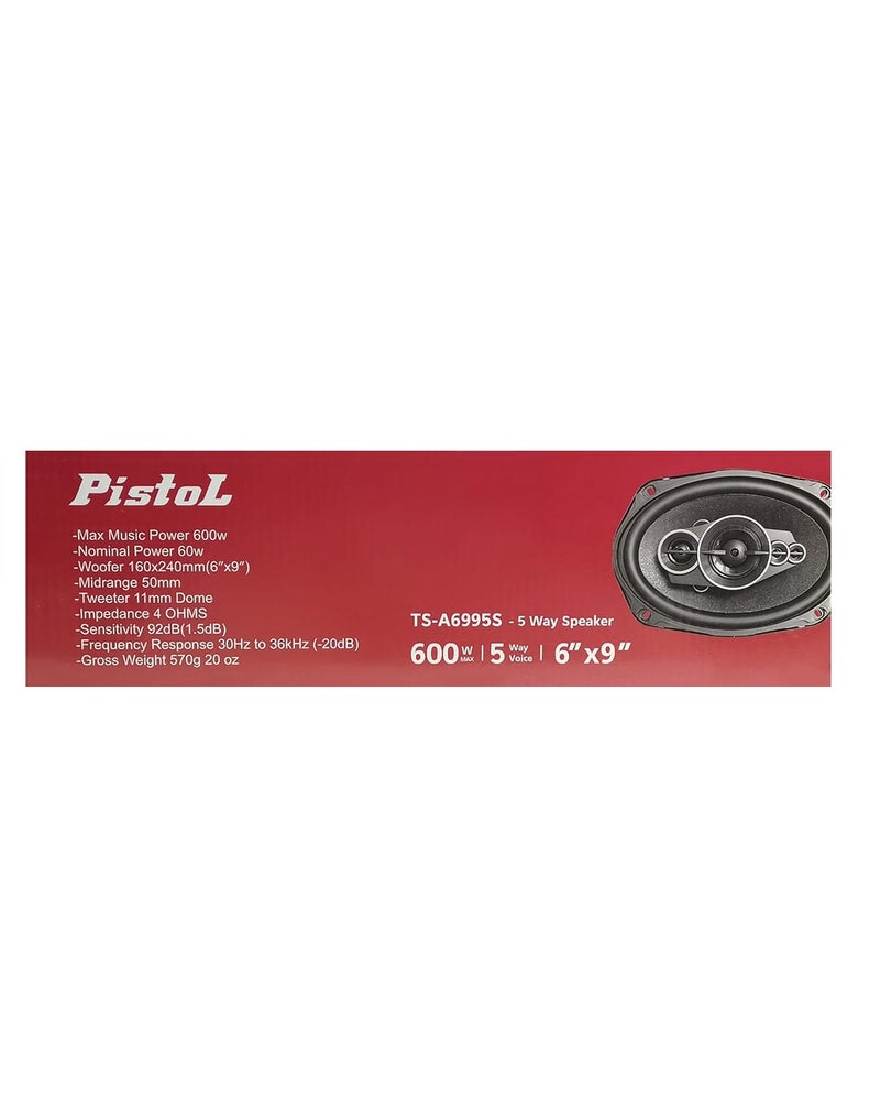 بيستول مكبر صوت للسيارة مقاس 6×9 بوصة، بقدرة 600 واط، محوري خماسي الاتجاهات (5-Way Coaxial) طراز TS-A6995S؛ مكبر صوت عالي القدرة مخصص لأبواب السيارة بمقاومة 4 أوم، يوفر نظام صوت ستيريو كامل النطاق مع صوت جهير عميق ونغمات حادة واضحة. - Image 3