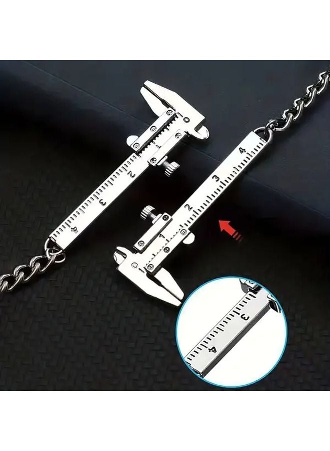 Golden Mini Metal Vernier Caliper Keychain Precision Measuring Tool For Engineers Students - Image 3