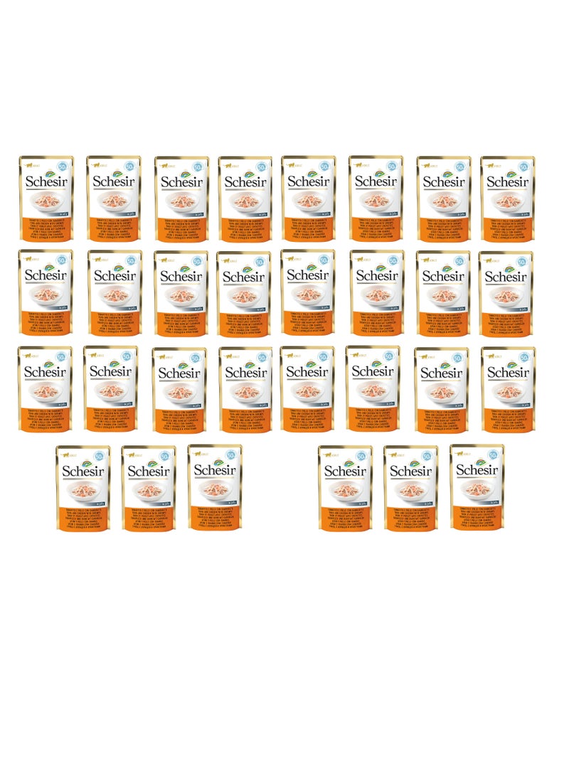 شيسر عبوة من 30 قطعة من طعام القطط الرطب - التونة مع الدجاج والروبيان 30 × 50 جرام - Image 1