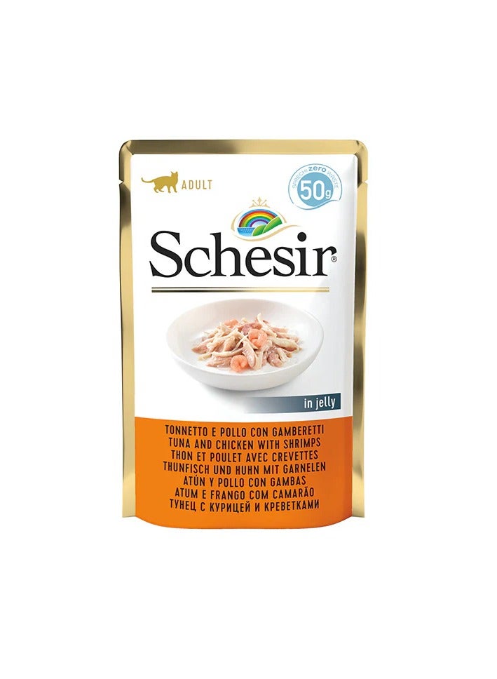 شيسر عبوة من 30 قطعة من طعام القطط الرطب - التونة مع الدجاج والروبيان 30 × 50 جرام - Image 2