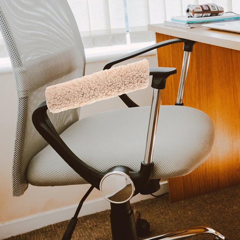 Lambswool Armrest Covers Warm Non Slip Cushion For Office Gaming Wheelchair - Image 5