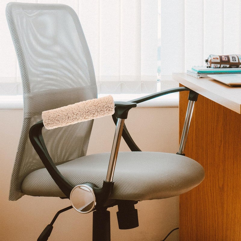 Lambswool Armrest Covers Warm Non Slip Cushion For Office Gaming Wheelchair - Image 4