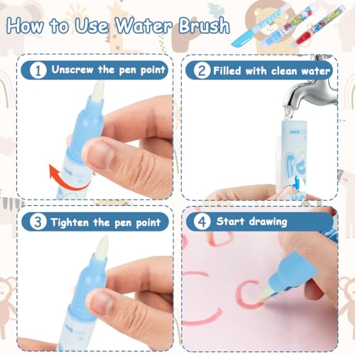 PATPAT® 80x60CM Magic Water Doodle Mat for Kids, Reusable Cartoon Floor Drawing Art Mat with Water Pens, Roller Stamps & Templates, Creative Educational Gift Set for Boys and Girls - Image 3