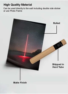 LOWHA Poster Painting Art With Four Separate Pieces Of Double-Sided Stickers Red Neon Light Signal Image For Home Bedroom Living Room And Office Decor  - Image 2