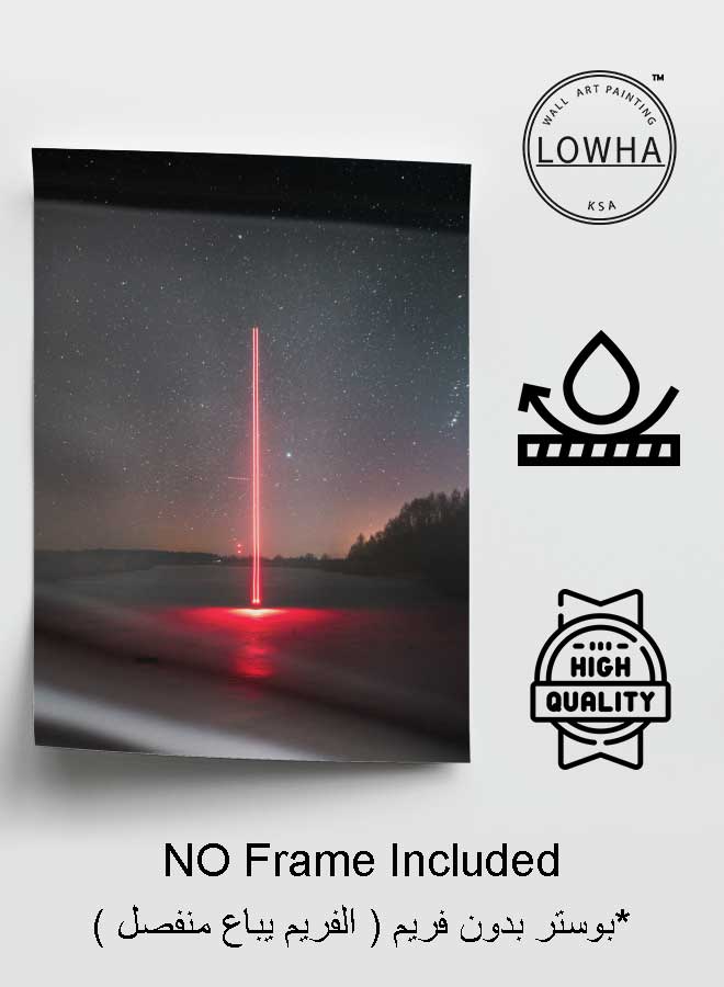 LOWHA Poster Painting Art With Four Separate Pieces Of Double-Sided Stickers Red Neon Light Signal Image For Home Bedroom Living Room And Office Decor  - Image 3