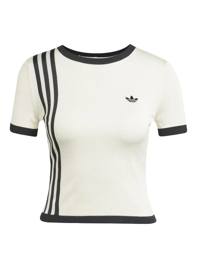Adidas KNITTED 3S TEE White Originals Women T-SHIRTS