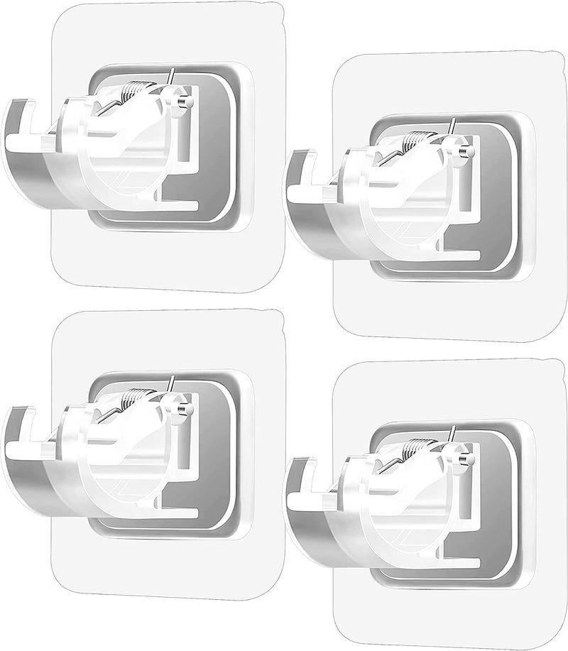 QXORE Self Adhesive Curtain Rod Holder Without Drill/Curtain Rod Hooks Nail Free Adjustable Curtain Hangers (4 Pc) - Image 1