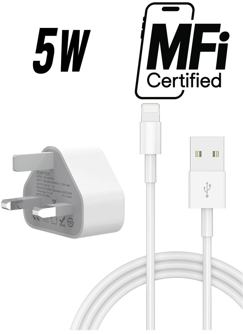 ELTRAZONE - 5V 1A Power Adapter Supply, USB Charger Cable and Plug Compatible for i Phone 5S, 6, 6S, 6 Plus, 6S Plus, 7, 7 Plus, 8, 8 Plus, XS, X, XS Max, 11, XR, i Pod Touch 5G Power Cord - Image 1