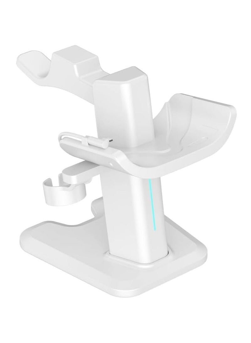 XICEN For Meta Quest 3S/ Quest 3 Headset Charging Dock, VR Display Stand Accessories Compatible with Meta Quest 3 VR Headset and Touch Controllers, Station Holder Base with LED Light, White - Image 3