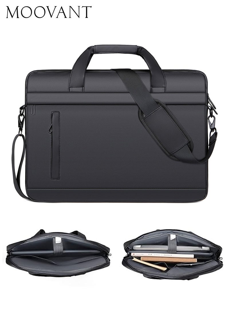 Moovant 15.6 Inch Laptop Bag, Lightweight Computer Bag, Casual Briefcase, Portable Laptop Case, Travel Business Handbag, Waterproof and Wear-resistant Shoulder Messenger Bag, 40x5x30cm, Black - Image 1