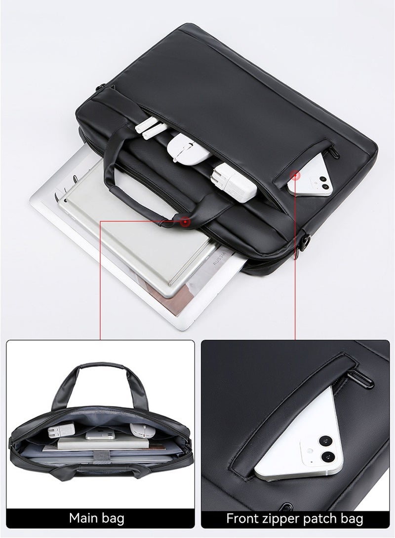 Moovant 15.6 Inch Laptop Bag, Lightweight Computer Bag, Casual Briefcase, Portable Laptop Case, Travel Business Handbag, Waterproof and Wear-resistant Shoulder Messenger Bag, 40x5x30cm, Black - Image 4