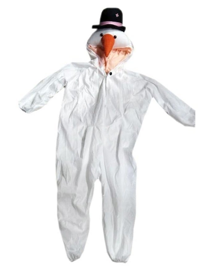 Kaku Fancy Dresses - Kaku Fancy Dresses Fairy Tales SnowMan With Hood Costume For Christmas Party |Theme Party -White & Red, 7-8 Years, For Boys & Girls - Image 1