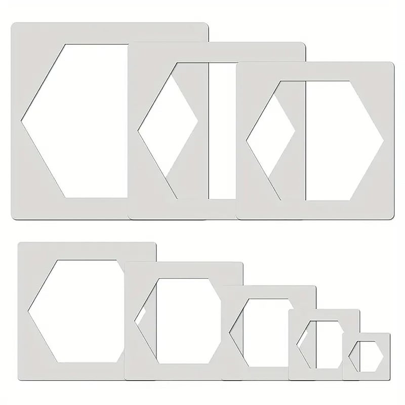 CLITHS Set of 8pcs Large Hexagon Stencils for Painting – Reusable Plastic Honeycomb Templates for Wall, Fabric, Paper, Wood Crafts – 0.5mm Thick – Sizes 9.84 Inch to 2.36 Inch - Image 1