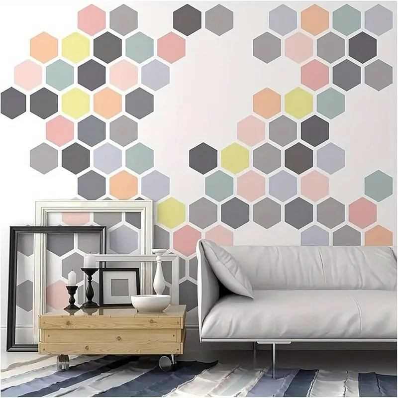 CLITHS Set of 8pcs Large Hexagon Stencils for Painting – Reusable Plastic Honeycomb Templates for Wall, Fabric, Paper, Wood Crafts – 0.5mm Thick – Sizes 9.84 Inch to 2.36 Inch - Image 4