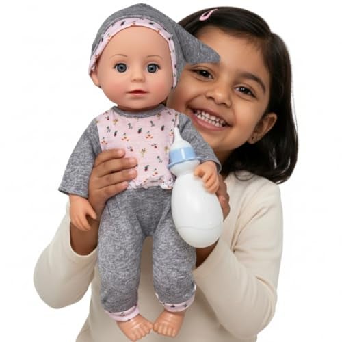 Toyify Realistic Baby Doll Playset with Feeding Bottle, Potty, Plate & Utensils – Soft Vinyl Doll for Kids (3+ Years) | Interactive Boy Doll Toy in Cute Outfit Bendable Legs (C10) - Image 5