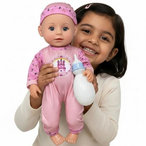 Toyify Realistic Baby Doll Playset with Feeding Bottle, Potty, Plate & Utensils – Soft Vinyl Doll for Kids (3+ Years) | Interactive Boy Doll Toy in Cute Outfit Bendable Legs (C10) - Image 3