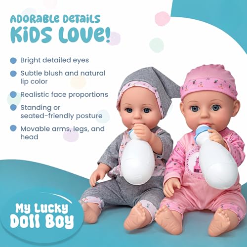 Toyify Realistic Baby Doll Playset with Feeding Bottle, Potty, Plate & Utensils – Soft Vinyl Doll for Kids (3+ Years) | Interactive Boy Doll Toy in Cute Outfit Bendable Legs (C10) - Image 2