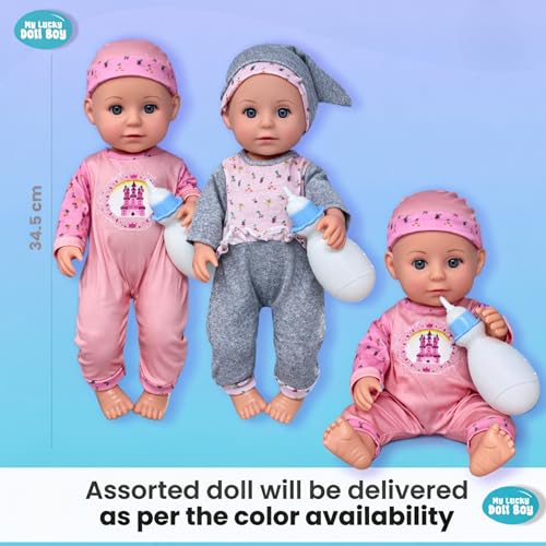 Toyify Realistic Baby Doll Playset with Feeding Bottle, Potty, Plate & Utensils – Soft Vinyl Doll for Kids (3+ Years) | Interactive Boy Doll Toy in Cute Outfit Bendable Legs (C10) - Image 4