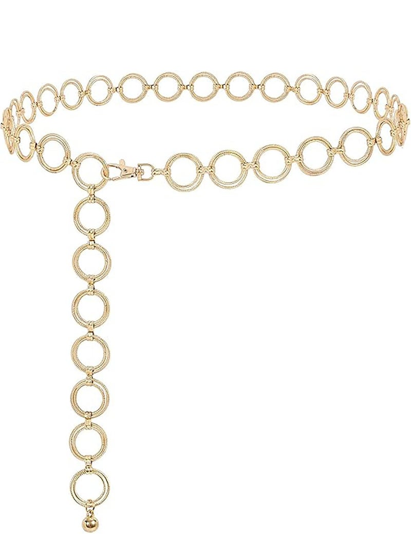 Metal Chain Waist Belts, Adjustable Body Link Chain Belt for Women Girls, Fashion Bling Waist Belt for Dress, Pants, Coat - Image 1