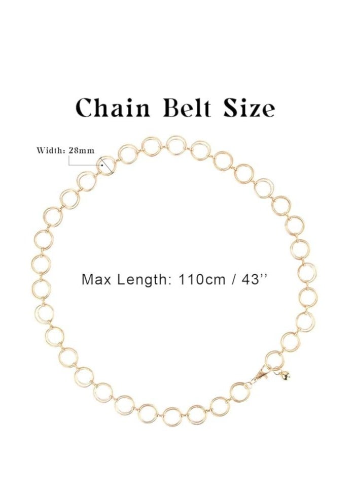 Metal Chain Waist Belts, Adjustable Body Link Chain Belt for Women Girls, Fashion Bling Waist Belt for Dress, Pants, Coat - Image 2