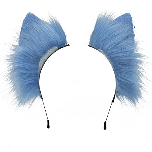 VIGVAN Animal Cosplay Wolf Ears and Tail, Fox Cat Raccoon Ear and Tail (Blue) - Image 3
