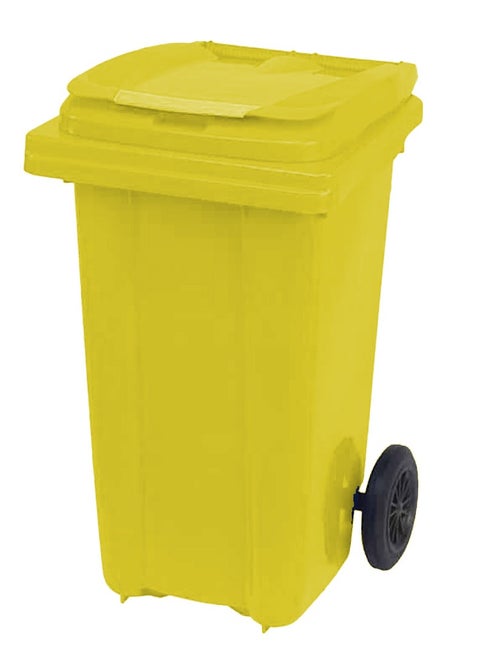 Plastic Garbage Bin Waste Bin Yellow - 80L - Recycled with Foot Pedal