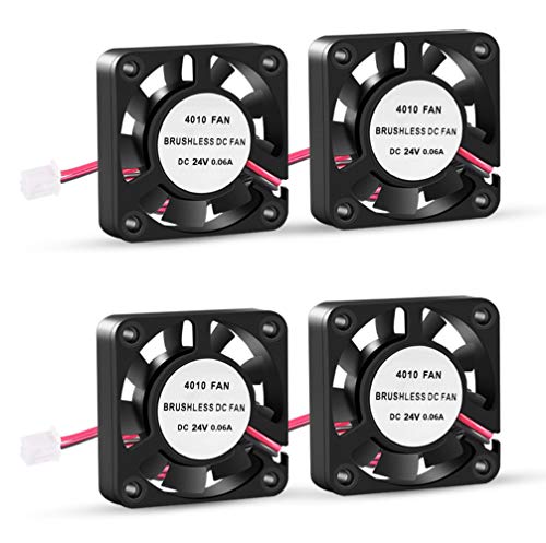 UMLIFE 3D Printer Cooling Fan, 40mm x 40mm x 10mm Blower Cooling Fan with 2 Pin Terminal for Hotend Extruder Heatsinks Makerbot MK7 MK8 CPU Chip (24V 0.06A) - Image 1