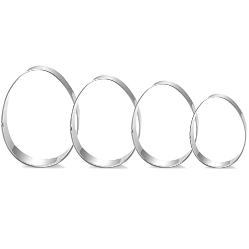 SOSOHOME Easter Egg Cookie Cutter Set - 4 Piece - 4", 3 3/8", 2 1/2", 2" - Egg Shaped Cookie Cutters, Stainless Steel Biscuit Pastry Cutters - Image 1