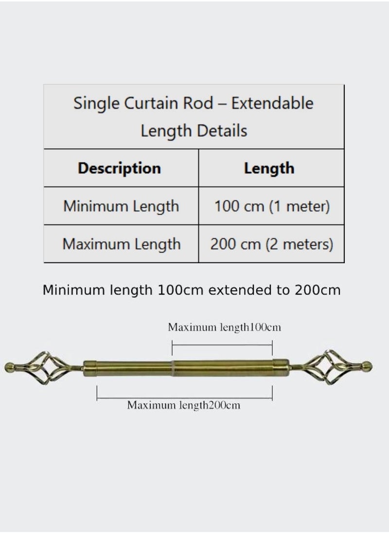 MAXQON Heavy Duty Extendable Curtain Rod 2 Meter Adjustable Sturdy Steel Anti-Brass  - Image 2