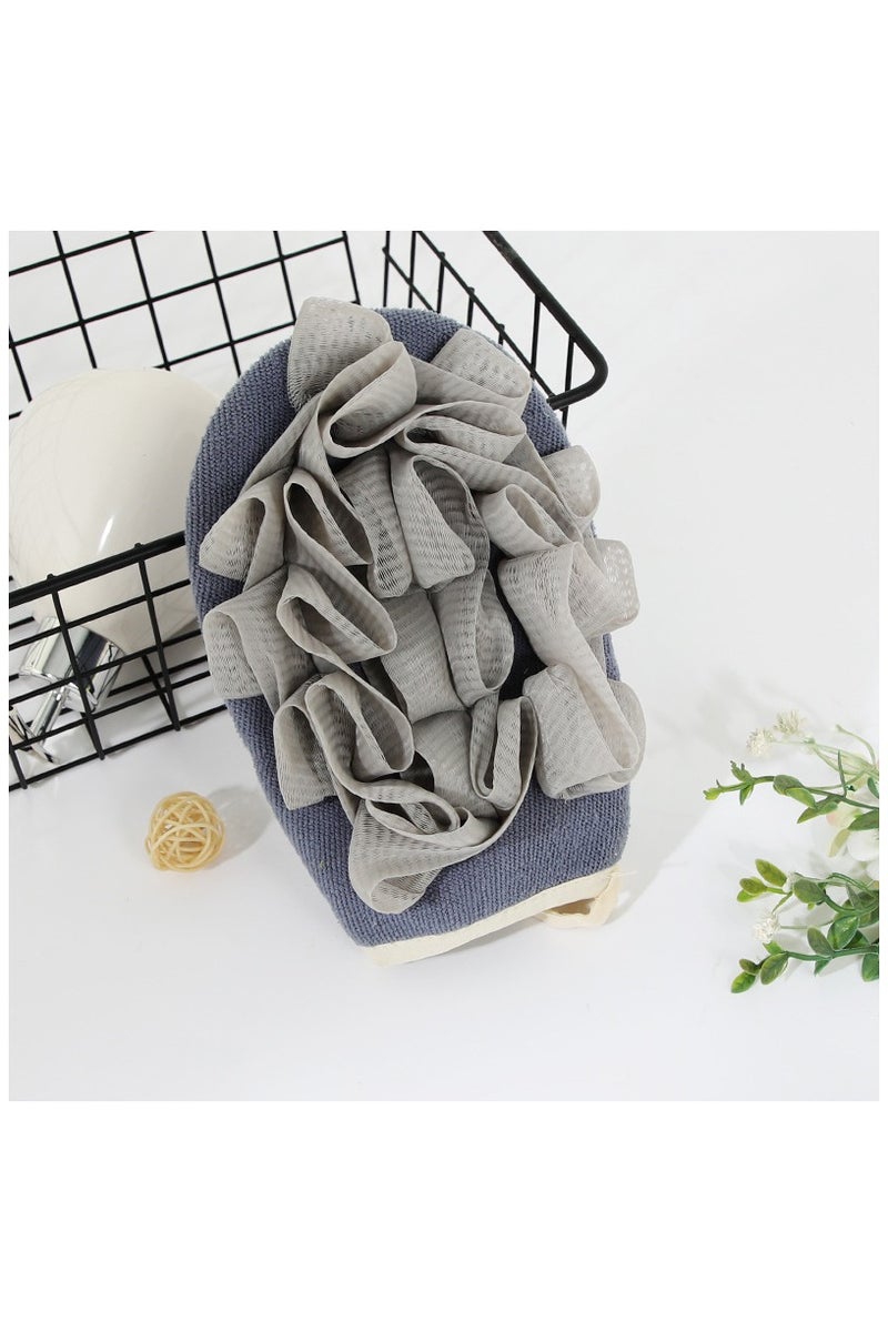 RTYY قفاز تقشير مع إسفنجة لوفا، إسفنجة استحمام مزدوجة الجوانب، إسفنجة تقشير الجسم باللوفة للاستحمام للنساء/الرجال، قفازات تقشير الجسم لإزالة الجلد الميت 2 عناصر - Image 2