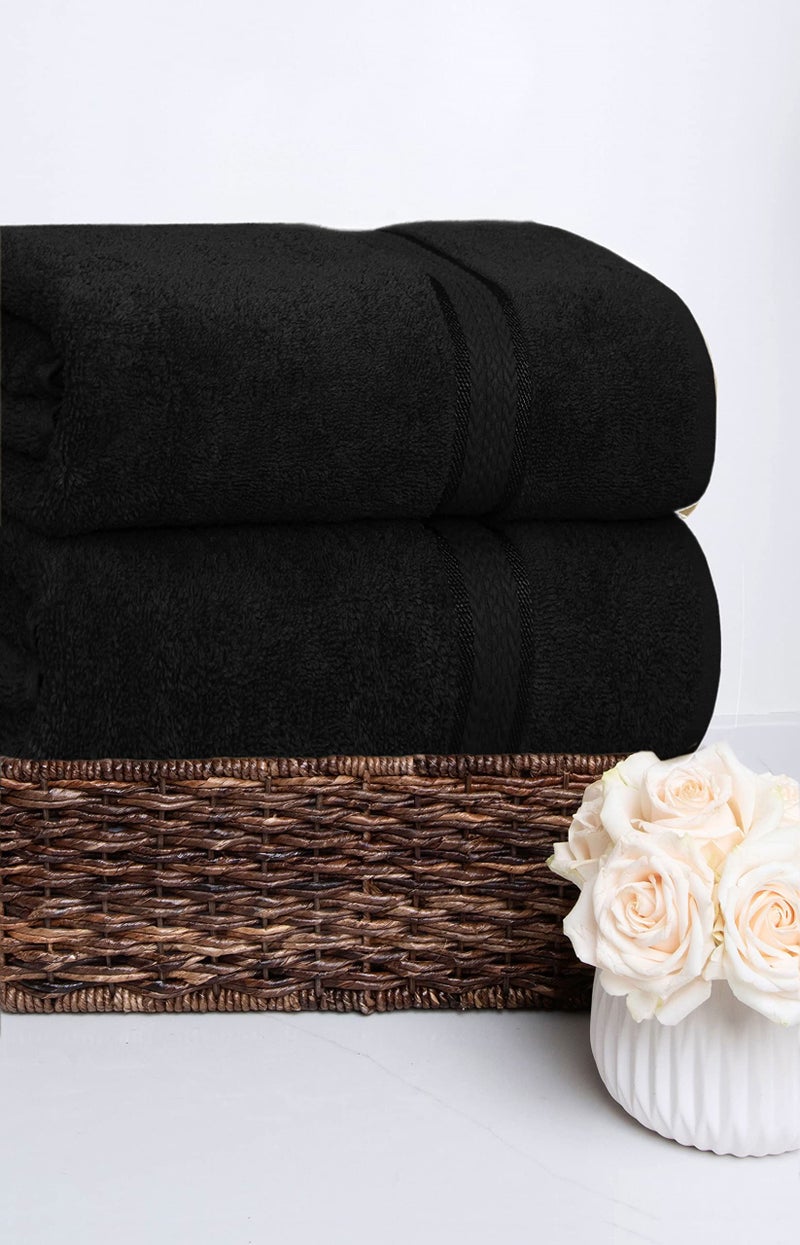 COTTON CRAFT Ultra Soft Bath Sheets - 2 Pack - 35 x 70 - Absorbent Quick Dry Everyday Luxury Hotel Bathroom Spa Gym Shower Beach Pool Travel Dorm - 100% Ringspun Cotton - 580 GSM - Easy Care - Black - Image 5