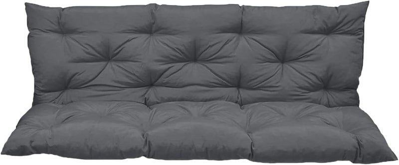 H B MSALA (DEVICE) وسادة مقاعد خارجية من القطن مع مسند ظهر، وسائد أرجوحة سميكة بديلة لمقاعد 2/3، وسائد أرجوحة خارجية (40 × 40 بوصة، رمادي) - Image 1