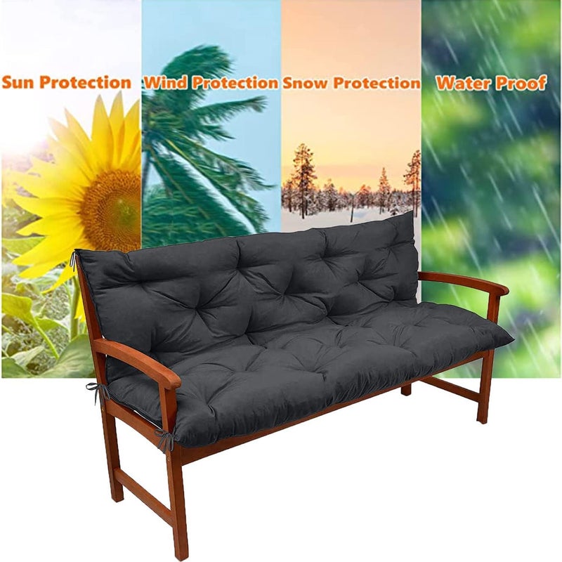 H B MSALA (DEVICE) وسادة مقاعد خارجية من القطن مع مسند ظهر، وسائد أرجوحة سميكة بديلة لمقاعد 2/3، وسائد أرجوحة خارجية (40 × 40 بوصة، رمادي) - Image 2