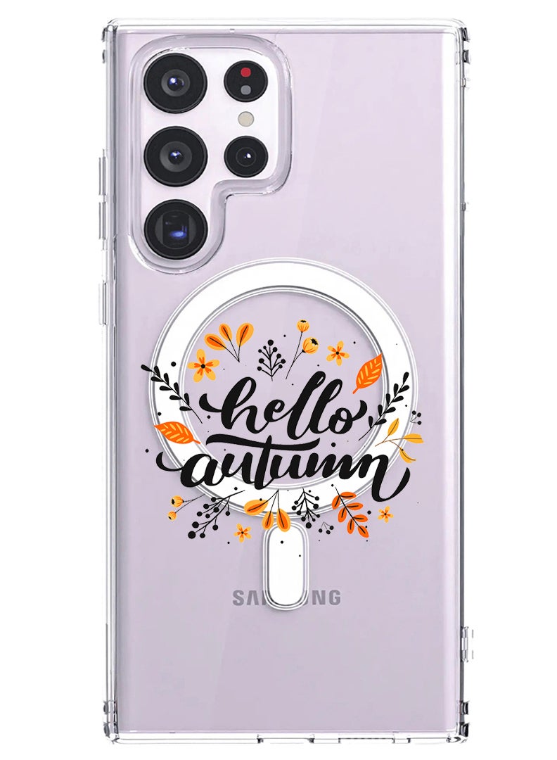 Theodor Magnetic Case for Samsung Galaxy S23 Ultra 6.8-inch Compatible with MagSafe Wireless Charging, Shockproof Phone Bumper Cover Hello Autumn - Image 1