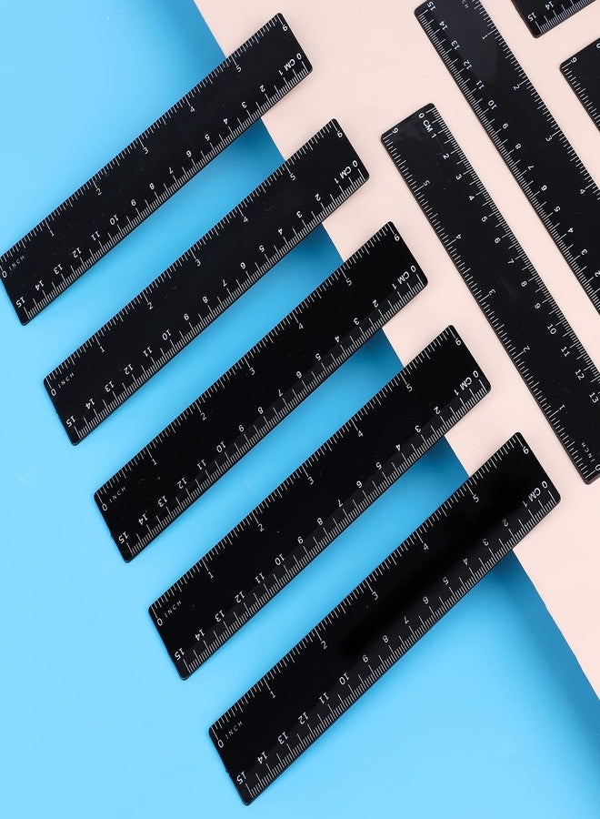 AIEX 10 Pack Plastic Ruler Kit - 15cm/6inch Straight Ruler Measuring Tool for Student, School, Office (Black) - Image 5