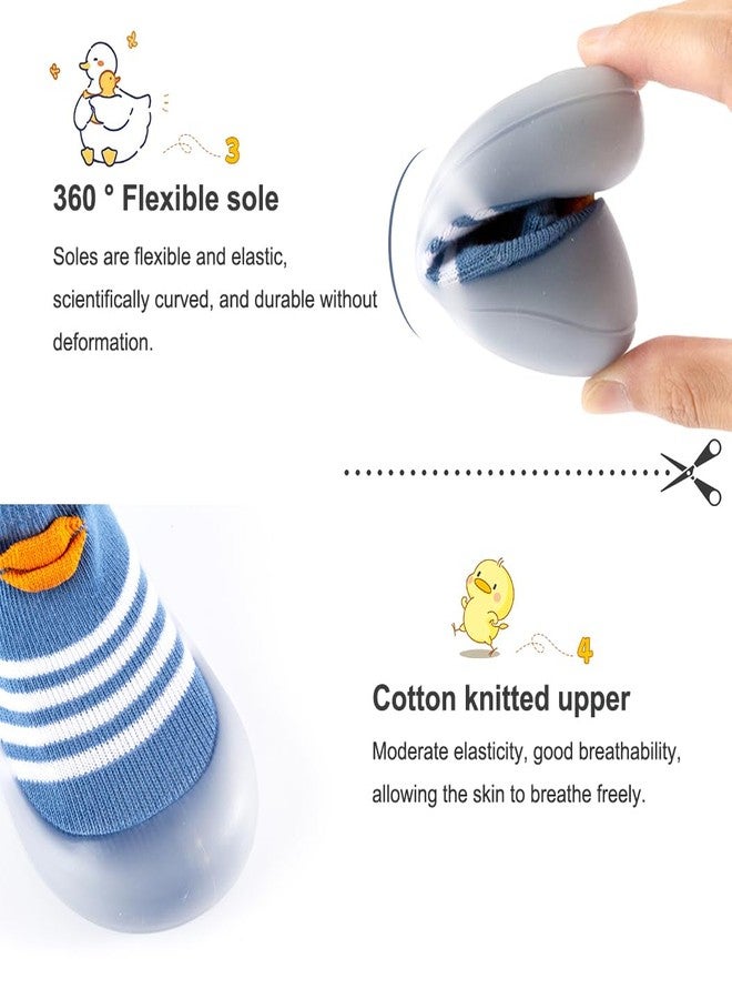 ZURLEFY Blue Duck Shoes for Baby Boy, Infant First Walking Shoes, Rubber Non Slip Floor Baby Shoe Socks for Unisex Newborn Infants Toddlers Boys Girls(37-06XL) - Image 4