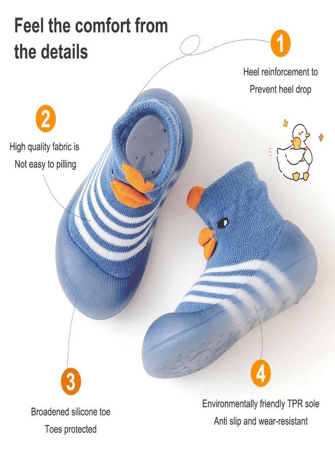 ZURLEFY Blue Duck Shoes for Baby Boy, Infant First Walking Shoes, Rubber Non Slip Floor Baby Shoe Socks for Unisex Newborn Infants Toddlers Boys Girls(37-06XL) - Image 5