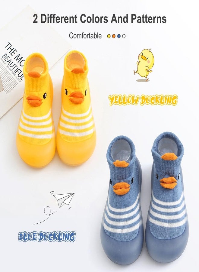 ZURLEFY Blue Duck Shoes for Baby Boy, Infant First Walking Shoes, Rubber Non Slip Floor Baby Shoe Socks for Unisex Newborn Infants Toddlers Boys Girls(37-06XL) - Image 3