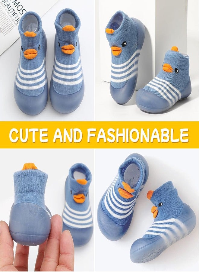ZURLEFY Blue Duck Shoes for Baby Boy, Infant First Walking Shoes, Rubber Non Slip Floor Baby Shoe Socks for Unisex Newborn Infants Toddlers Boys Girls(37-06XL) - Image 2