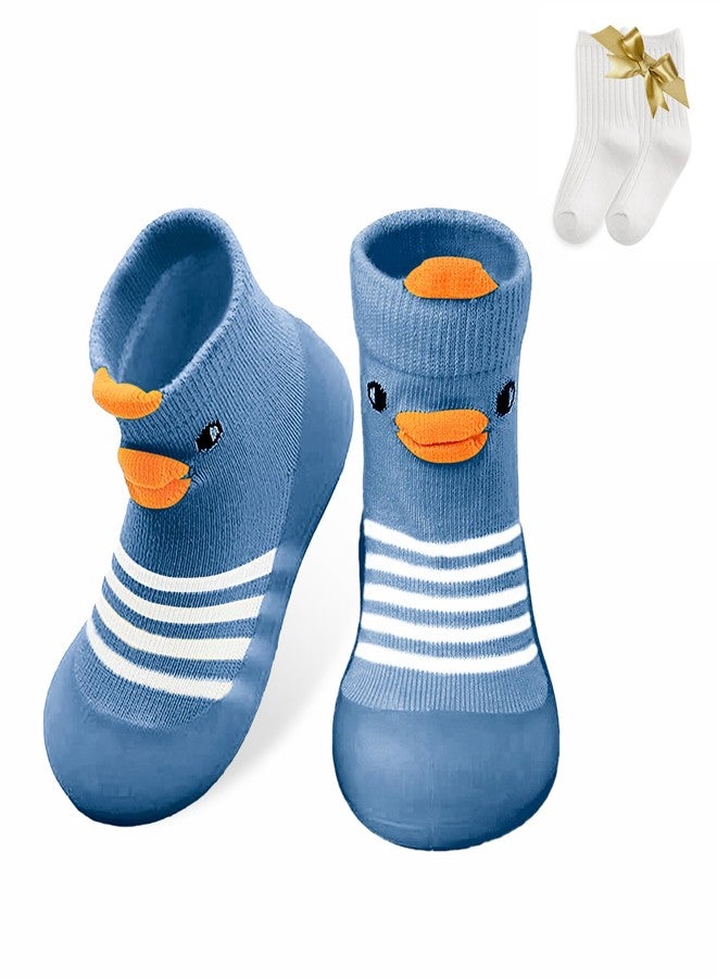 ZURLEFY Blue Duck Shoes for Baby Boy, Infant First Walking Shoes, Rubber Non Slip Floor Baby Shoe Socks for Unisex Newborn Infants Toddlers Boys Girls(37-06XL) - Image 1