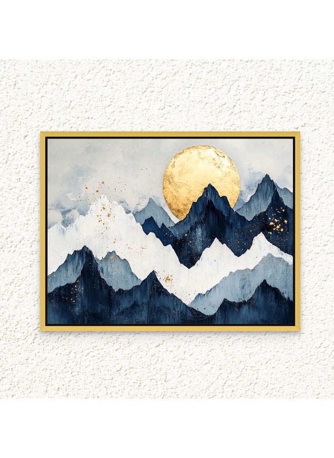 Art Decor Art Decor Framed Canvas Wall Art of Blue and Gold Mountain Landscape Art Print Wall Decor for Home Office Living Room Bedroom Gifting  - Image 1