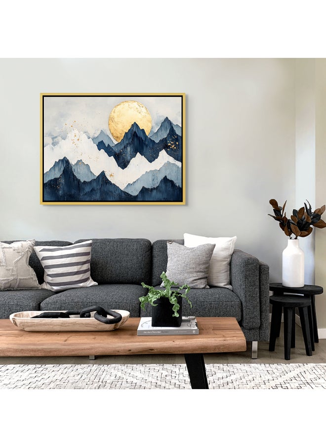 Art Decor Art Decor Framed Canvas Wall Art of Blue and Gold Mountain Landscape Art Print Wall Decor for Home Office Living Room Bedroom Gifting  - Image 2