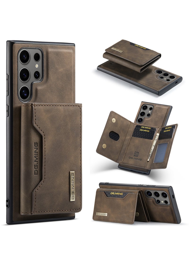 Samsung S25Ultra Wallet Case Premium Leather Phone Case Back Cover Magnetic Detachable With Tri-Fold Wallet Card Holder Pocket - Image 1