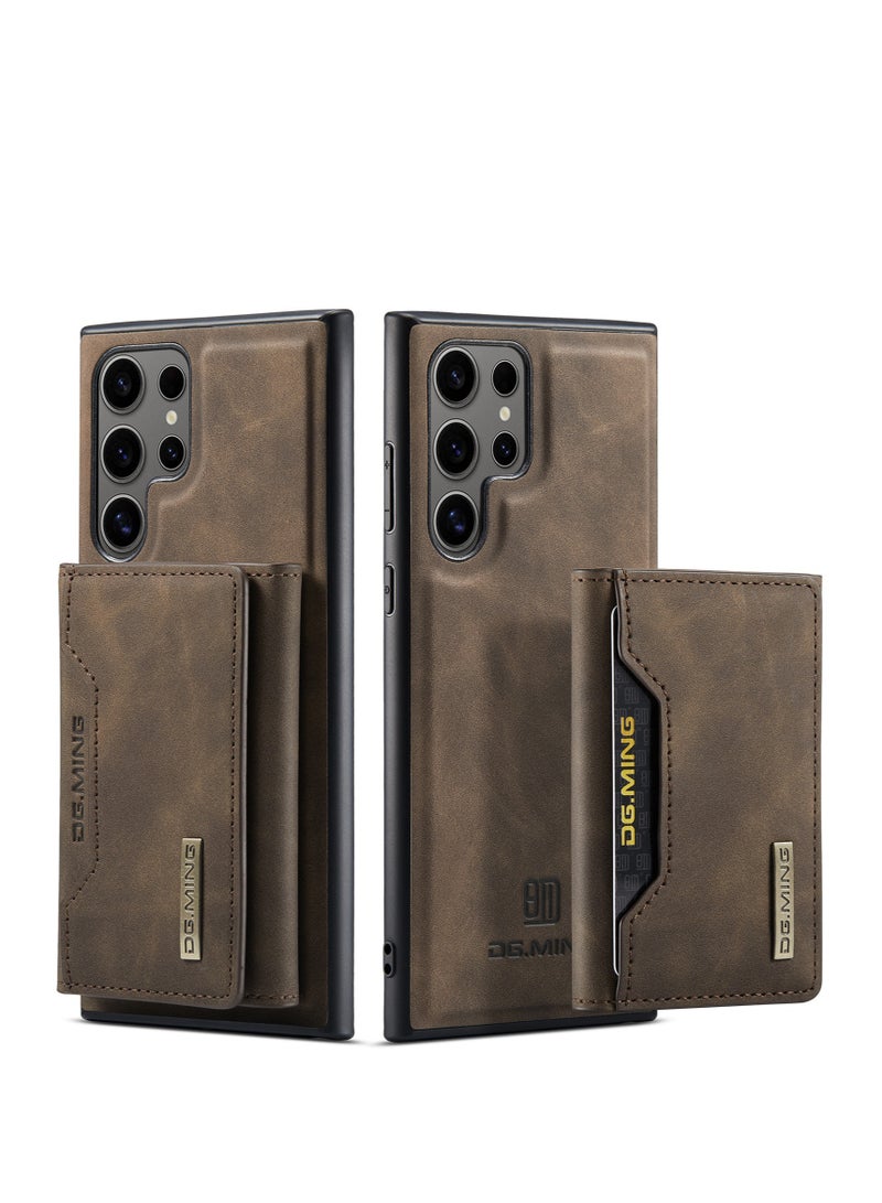 Samsung S25Ultra Wallet Case Premium Leather Phone Case Back Cover Magnetic Detachable With Tri-Fold Wallet Card Holder Pocket - Image 2