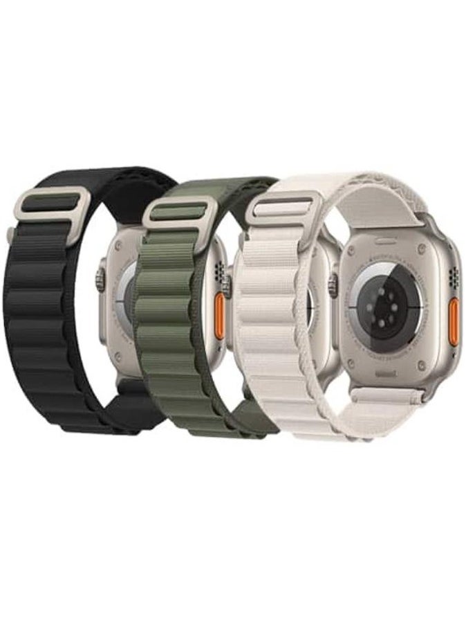 Chabeia 3 Pack Alpine Loop Compatible With Apple Watch Band 49mm 45mm 44mm 42mm , Women Men Nylon Sport Solo Loop Rugged Strap with Titanium G‑Hook for iWatch Utral Series 8 7 6 5 4 3 2 1 SE  - Image 1