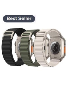 Chabeia 3 Pack Alpine Loop Compatible With Apple Watch Band 49mm 45mm 44mm 42mm , Women Men Nylon Sport Solo Loop Rugged Strap with Titanium G‑Hook for iWatch Utral Series 8 7 6 5 4 3 2 1 SE  - Image 1