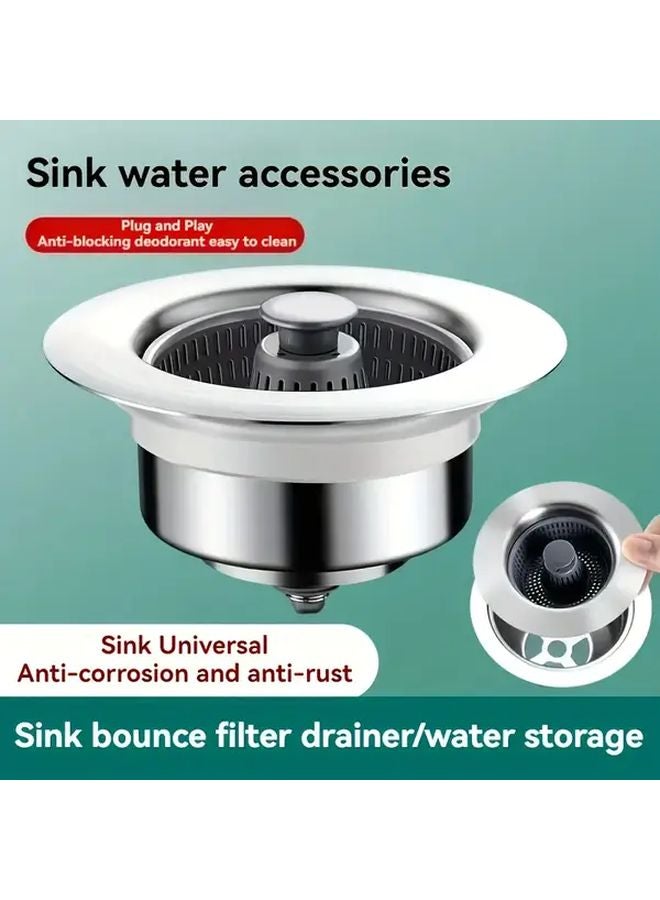 Stainless Steel Kitchen Sink Drain Filter Stopper 2 Pieces Anti Clog Strainer - Image 2