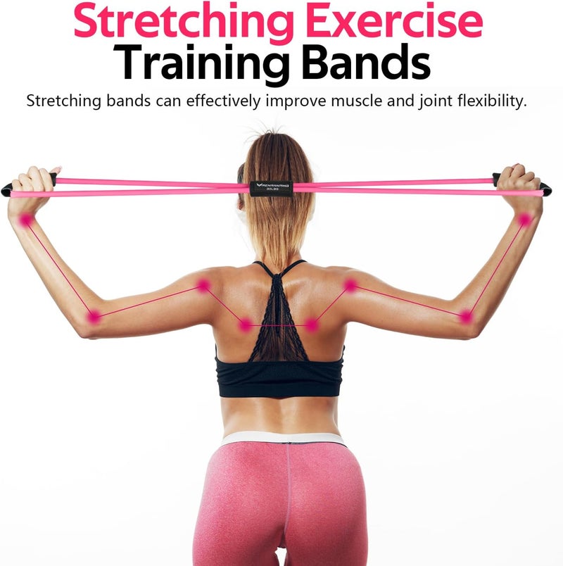 RENRANRING Figure 8 Fitness Resistance Bands with Handles - Exercise Tube Band Set of 3 for Arm and Shoulder Stretch, Rope 8 Word Elastic for Women and Men - Image 4