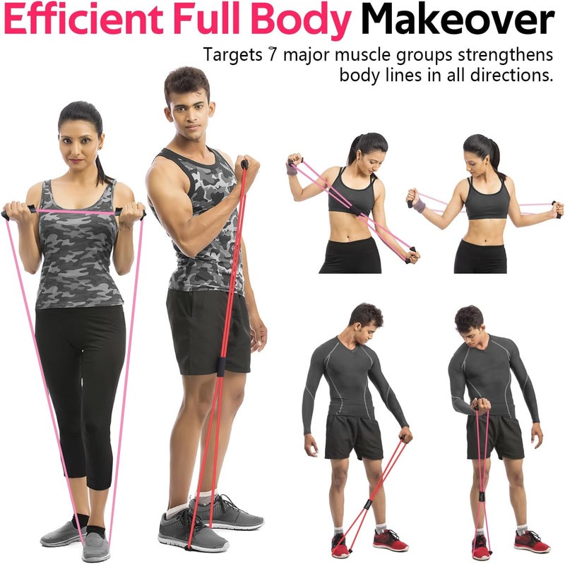 RENRANRING Figure 8 Fitness Resistance Bands with Handles - Exercise Tube Band Set of 3 for Arm and Shoulder Stretch, Rope 8 Word Elastic for Women and Men - Image 5
