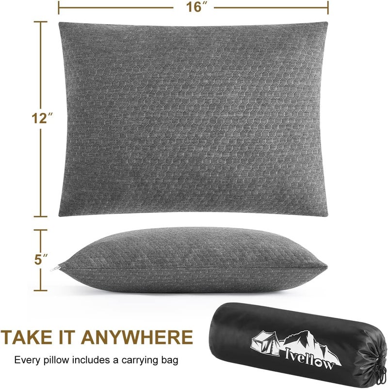 Ivellow Memory Foam Travel Pillow Compressible Camping Pillow for Sleeping Shredded Memory Foam Pillow Compact Firm Supportive Travel Pillow for Adults Kids Outdoor Backpacking Hiking Essential Gear-S - Image 5